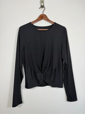 Athleta Essence Twist Front Black Long Sleeve Yoga Top Women’s Large L